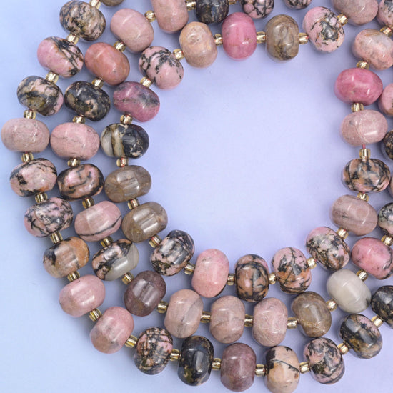 Rhodonite pumpkin beads, hole approximately 1.4mm