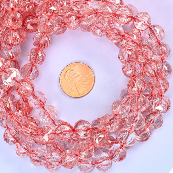Transparent Red Faceted Round Glass Beads: Size 10mm, Jewelry Making Supply