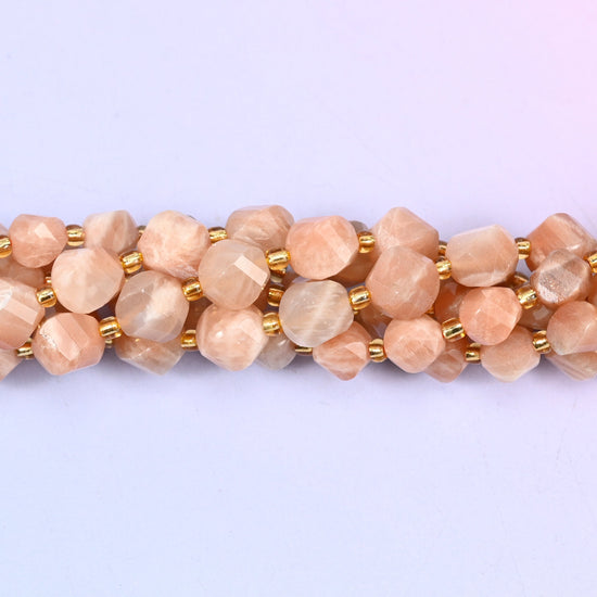 Orange Sunstone beads, sold per 15 inch strand