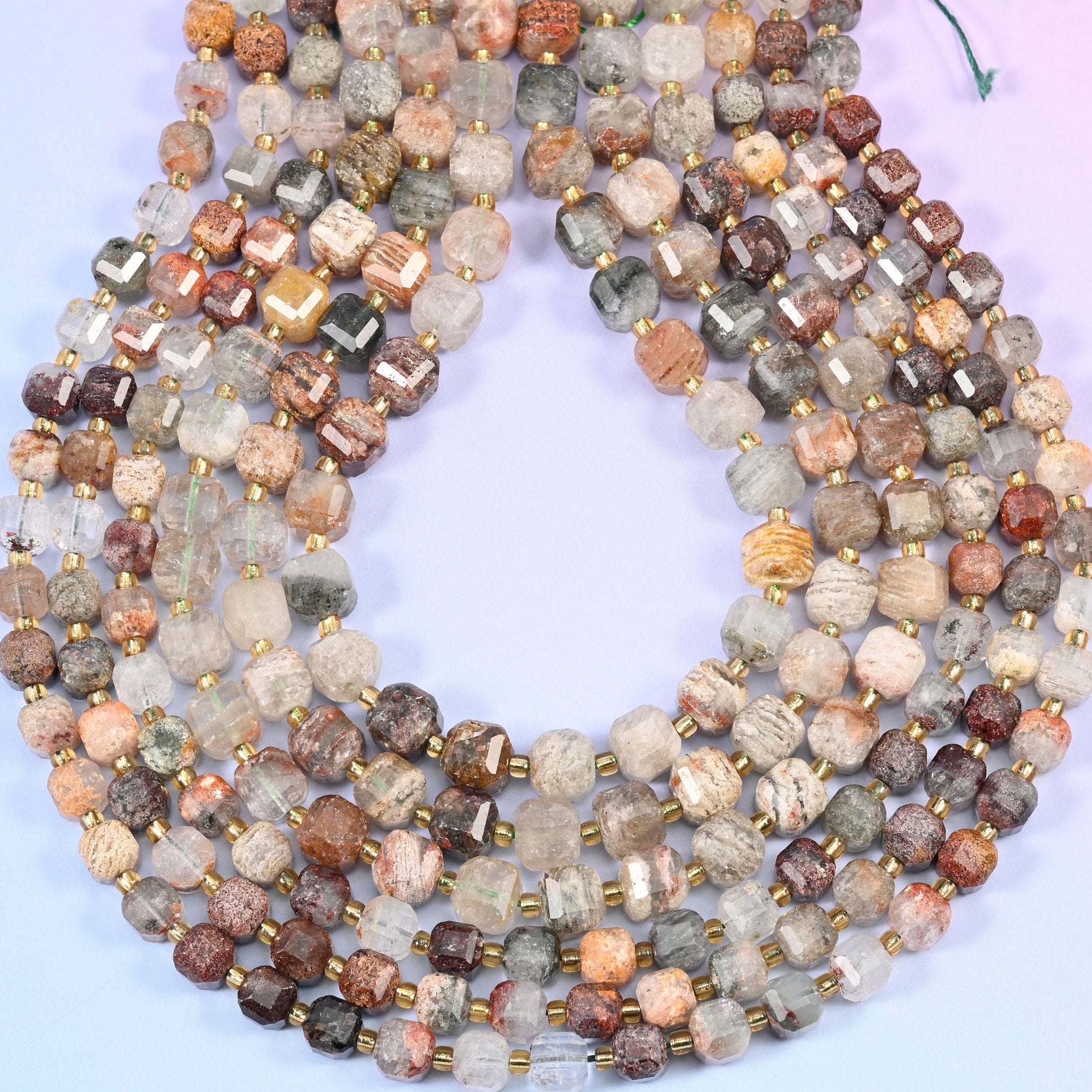 Layer Phantom Quartz Faceted Cube Beads, 1.2mm hole