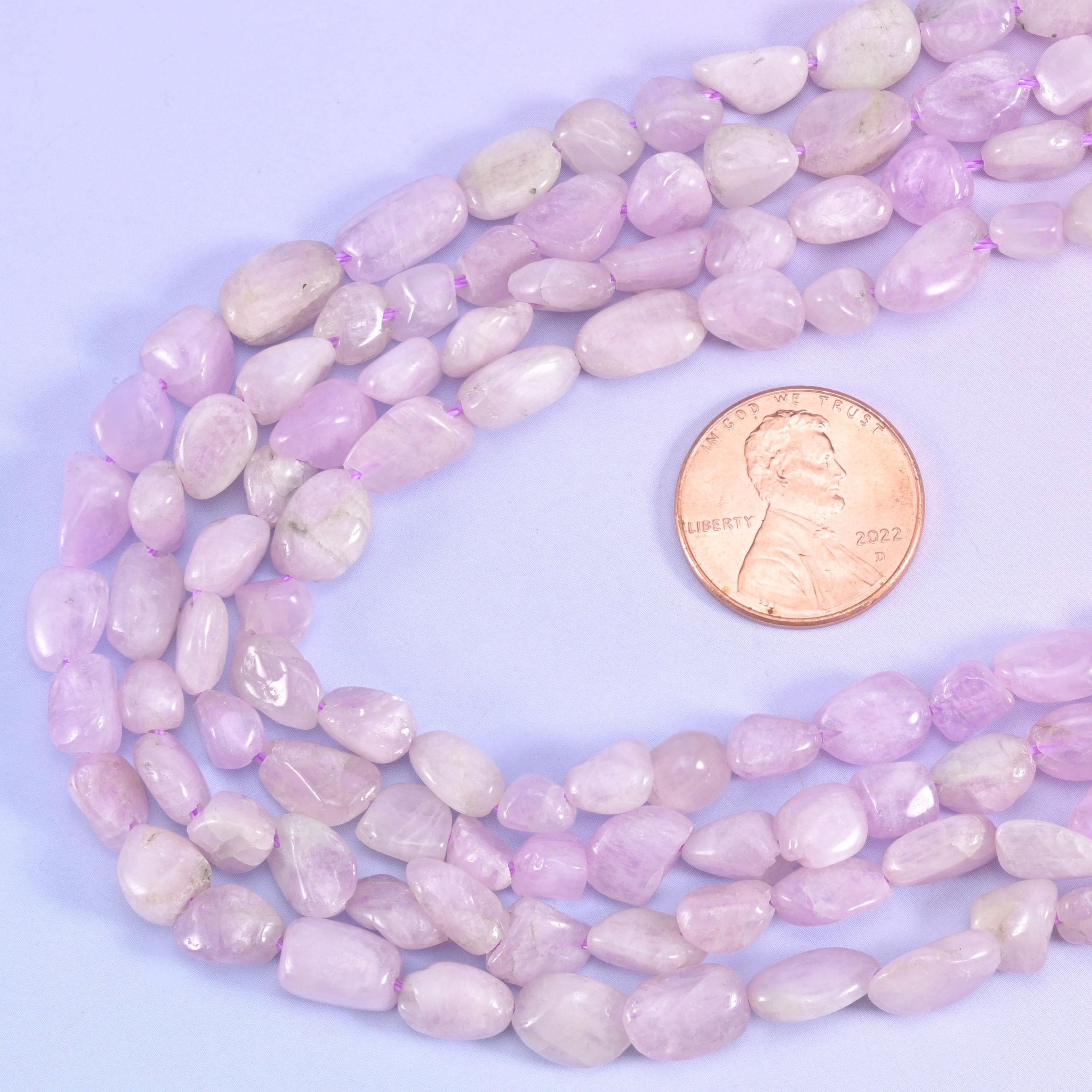 Kunzite pebble nugget beads, 15.5 inch strand