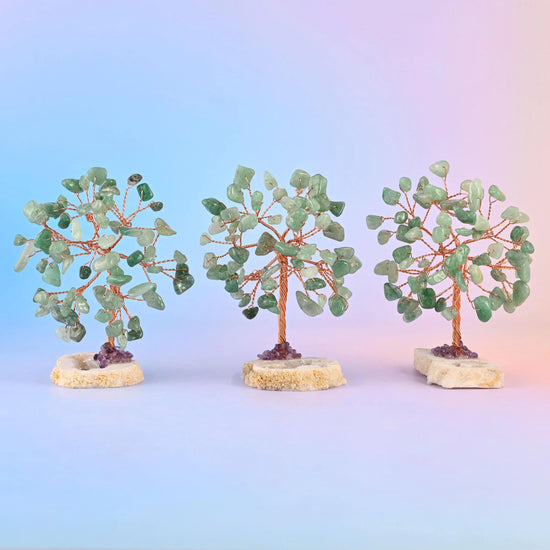 Crystal Tree of Life with eight leaf options including amethyst, citrine, rose quartz and aquamarine.