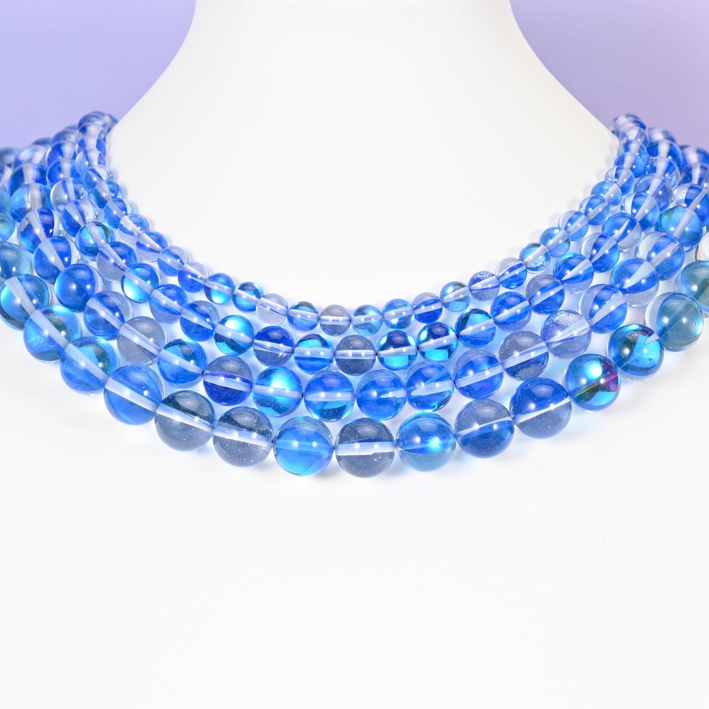Blue glass beads, round, 6mm, 8mm, 10mm, 12mm