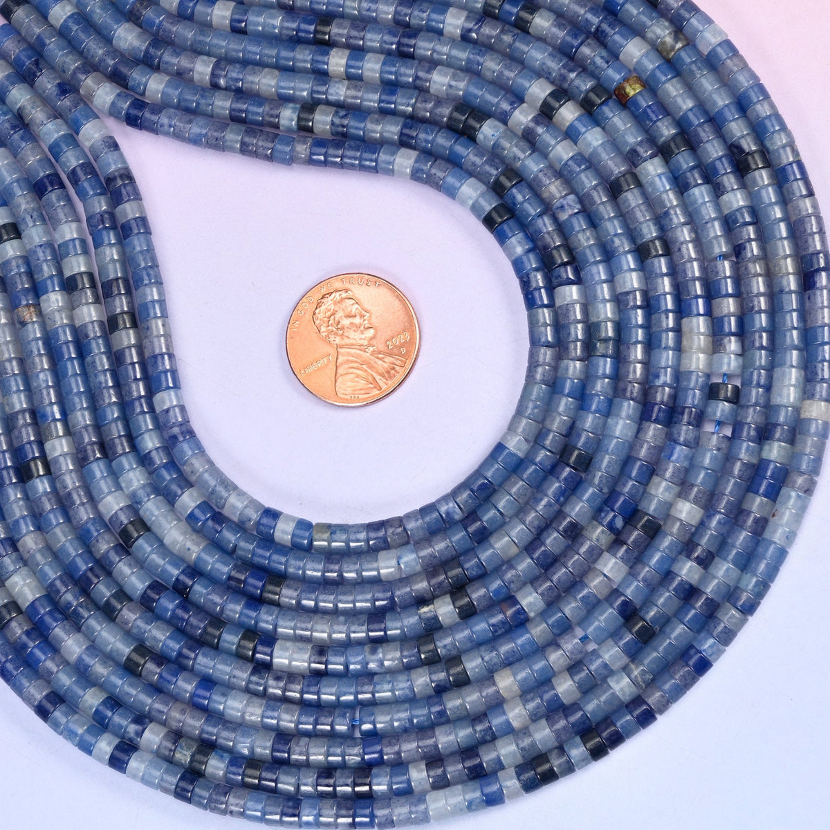 Blue Aventurine Smooth Heishi Disc Beads, approximately 180 beads