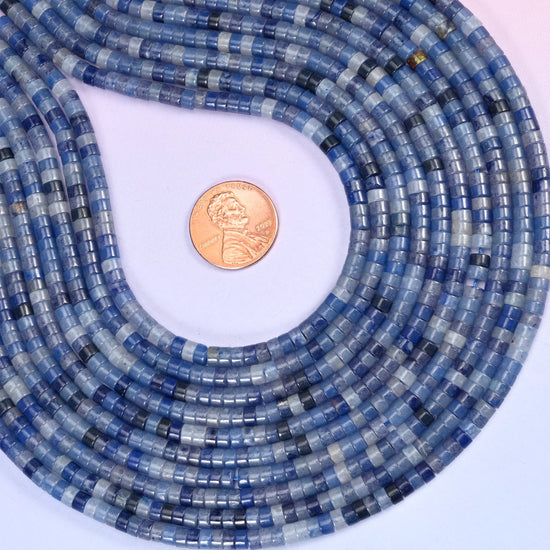 Blue Aventurine Smooth Heishi Disc Beads, approximately 180 beads