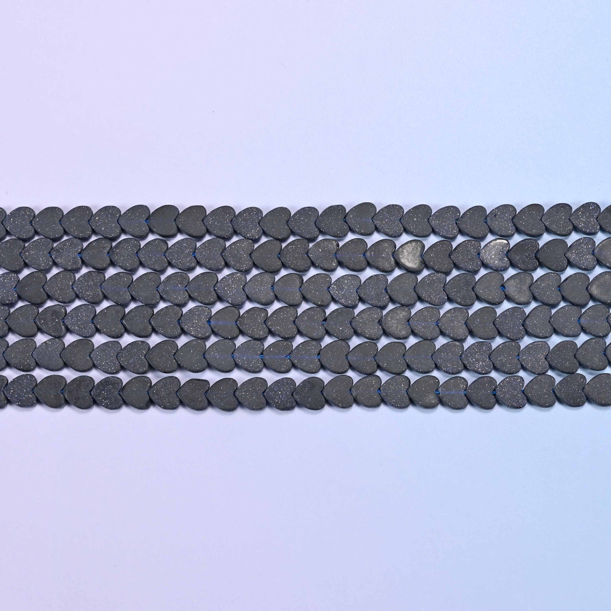 Matte Blue Sandstone Flat Heart Beads in deep midnight navy
