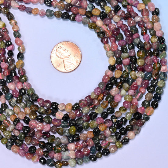 Colorful Tourmaline Tiny Nugget Beads, approximately 0.8mm hole