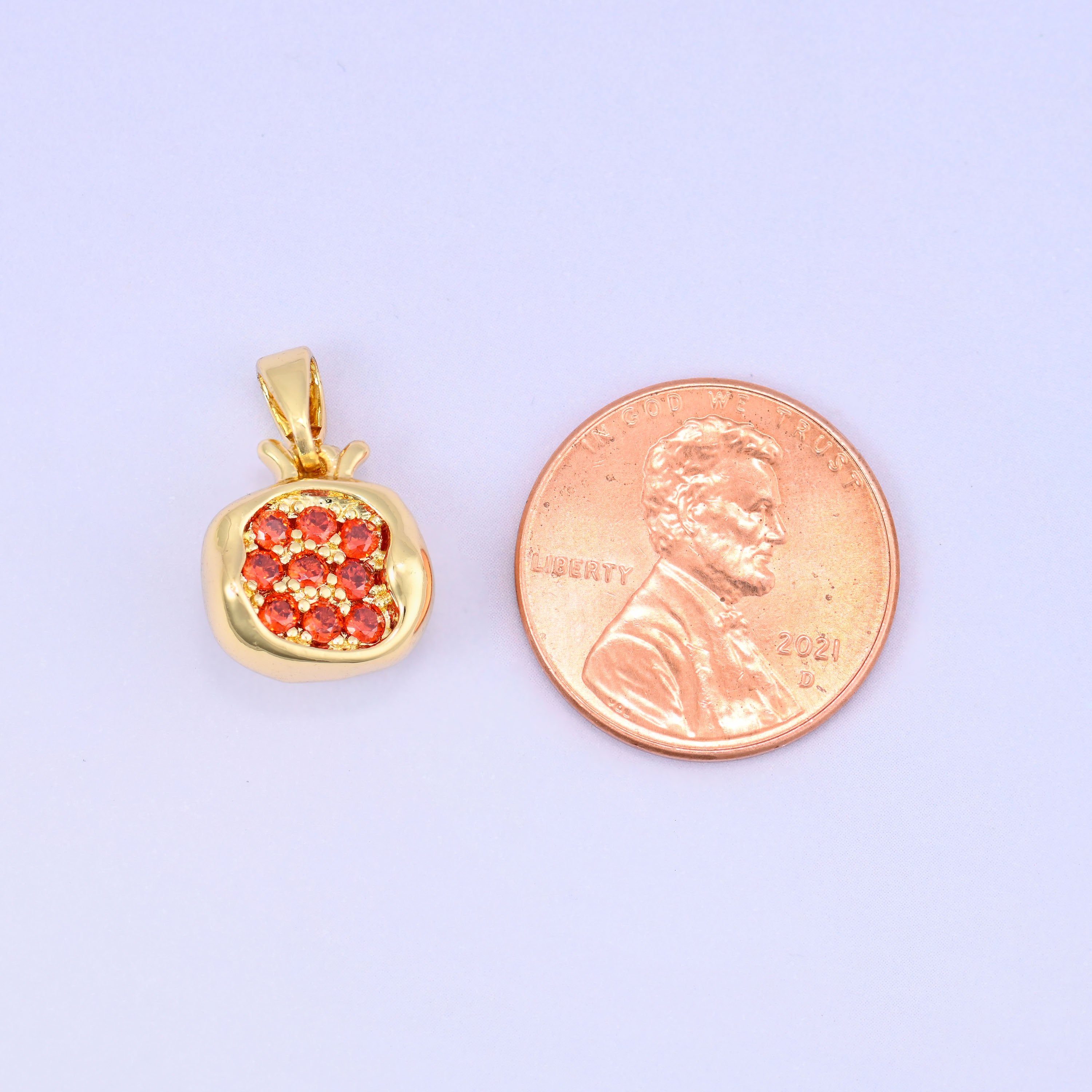 Pomegranate Fruit Zircon Charms: 18K Gold Plated Pendants, Jewelry Making Supply