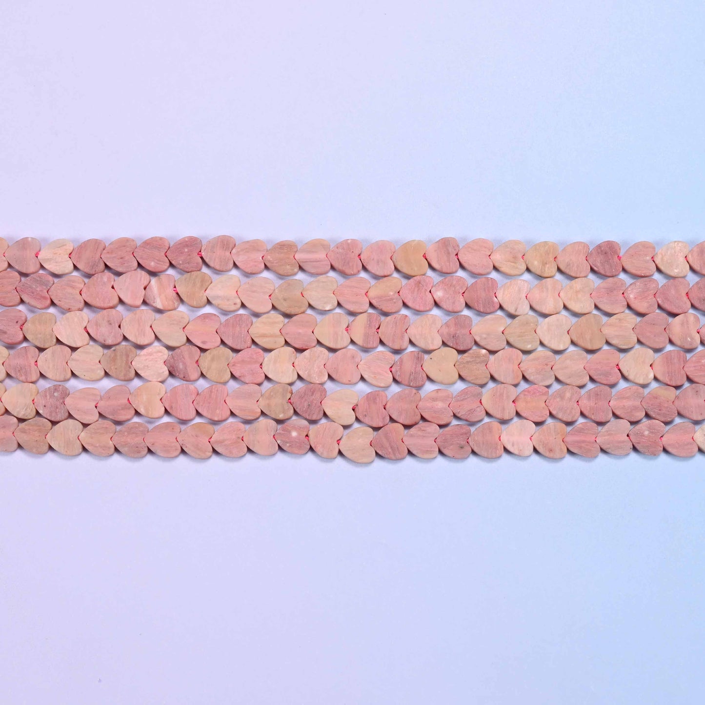 Matte Pink Rhodonite Flat Heart Beads: Size 6mm, Jewelry Making, 15 Inch Strand