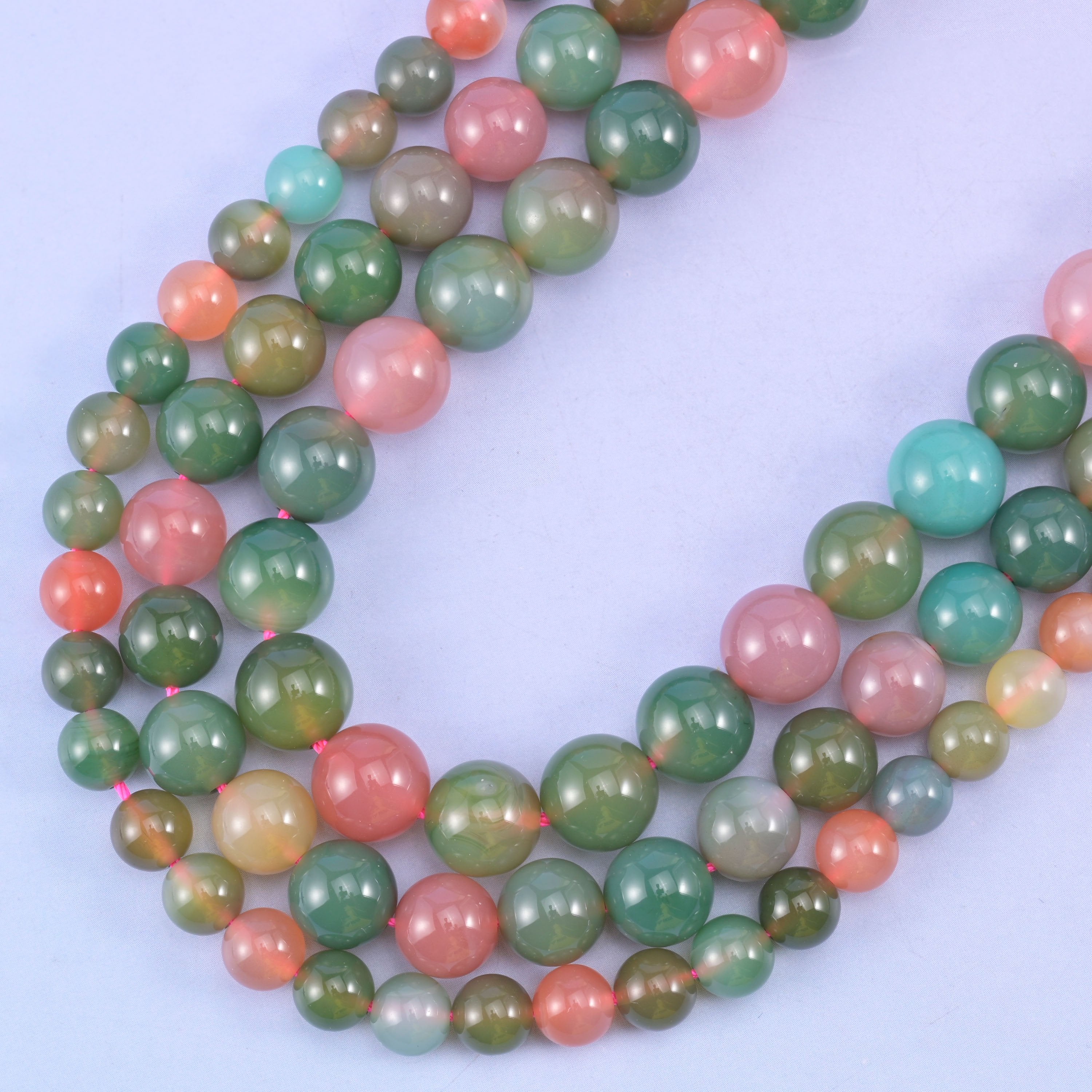Green Yanyuan Agate Smooth Round Beads 6mm 8mm 9mm Jewelry Making 14 Inch Strand