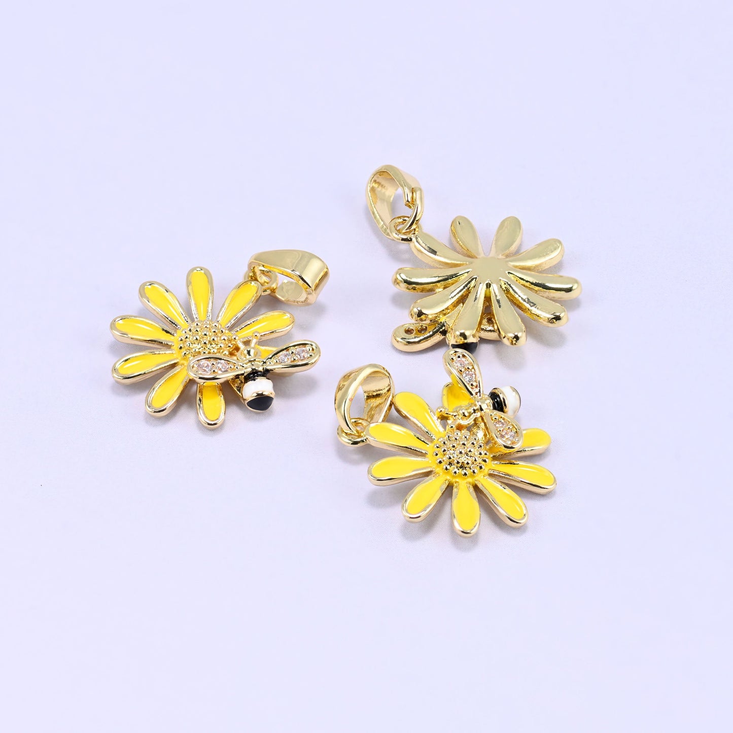 Sunflower Bee Charm Pendant, bail approximately 6.0mm x 2.95mm