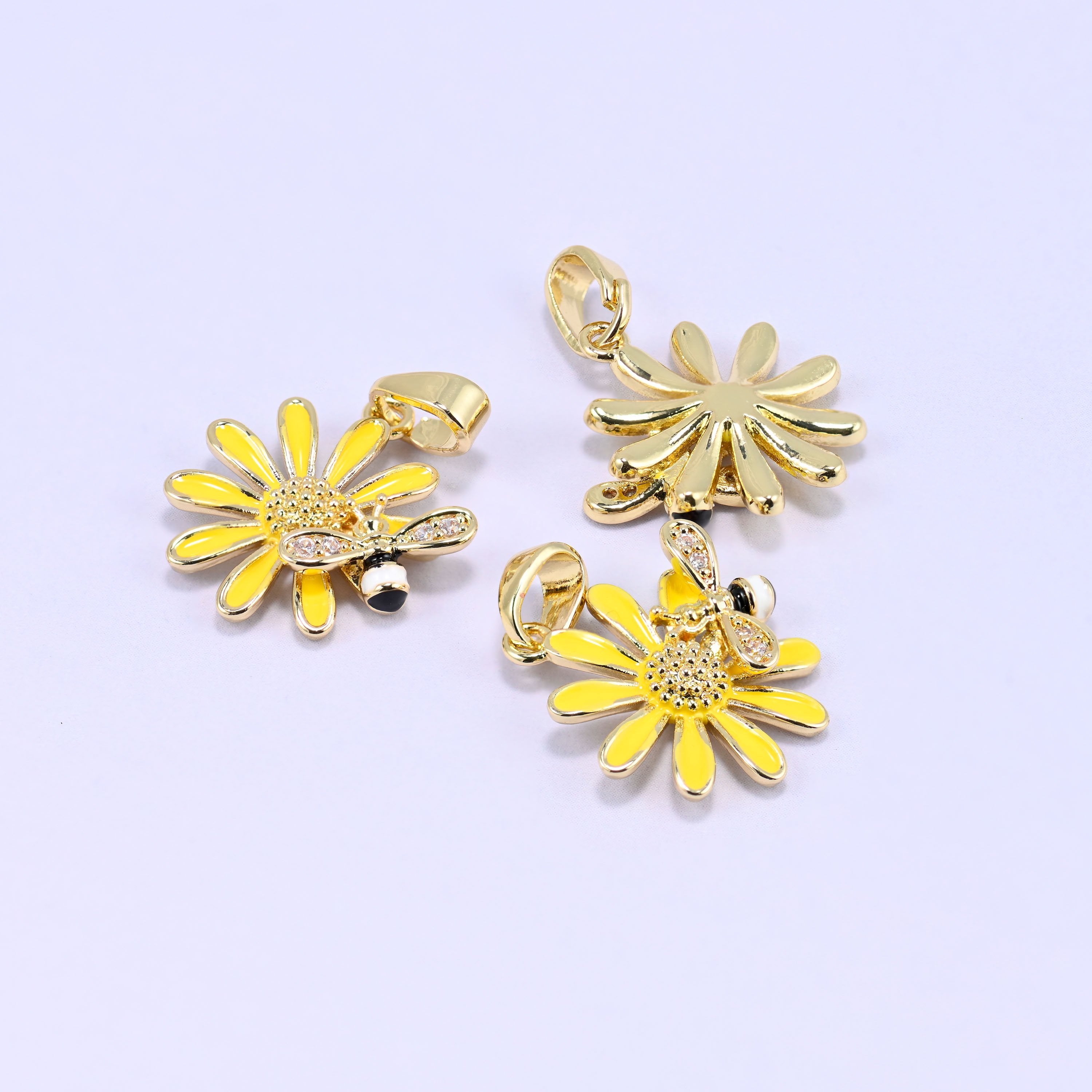 Sunflower Bee Charm Pendant, bail approximately 6.0mm x 2.95mm