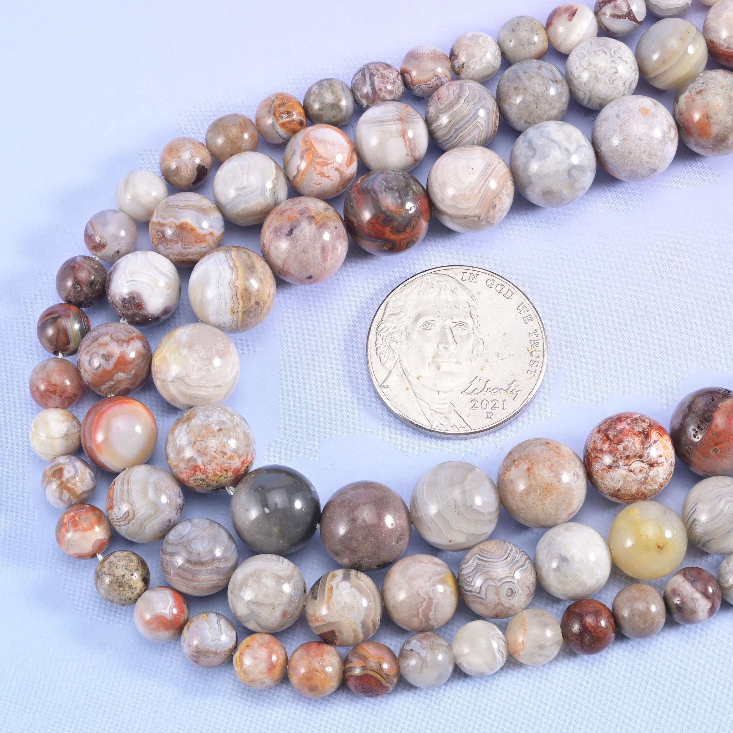 Mexican Crazy Agate round beads, 15.5 inch strand