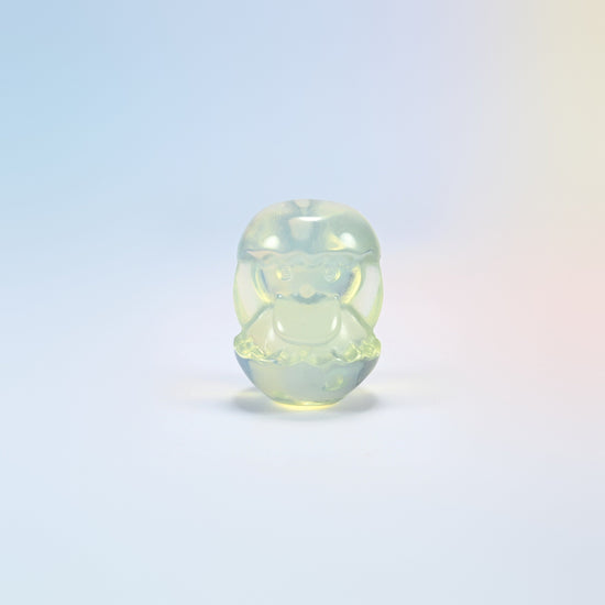 Opalite duck egg carving, 2 inch, glowing man-made glass