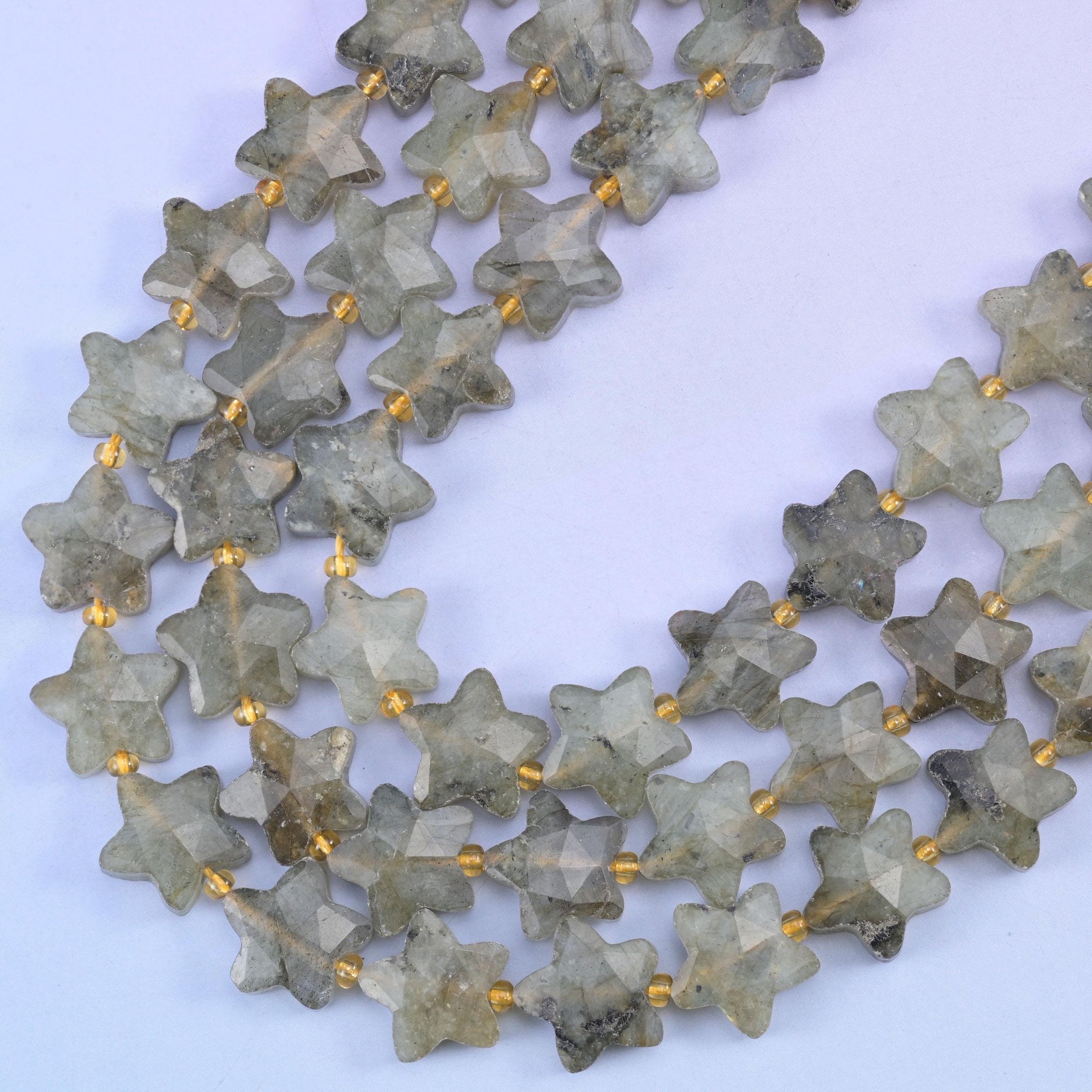 Gray labradorite star beads, hole approximately 1.2mm