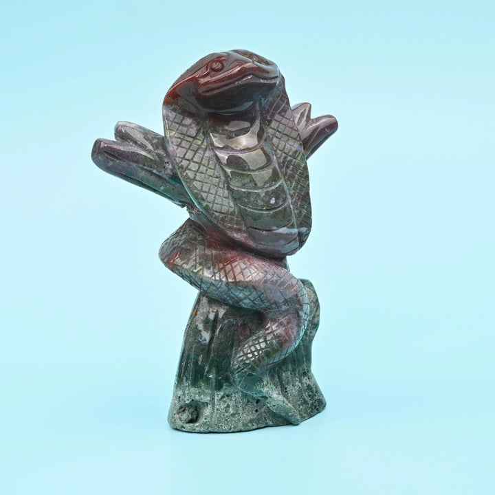 Indian Agate Cobra Snake Carving Figurine