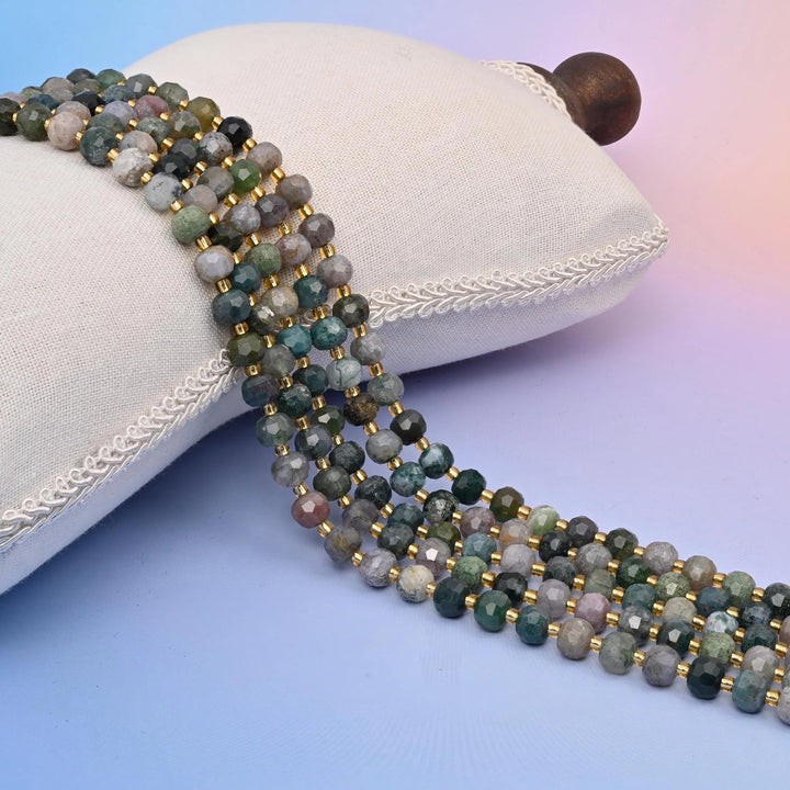 Indian Agate Faceted Rondelle Beads 6x8mm
