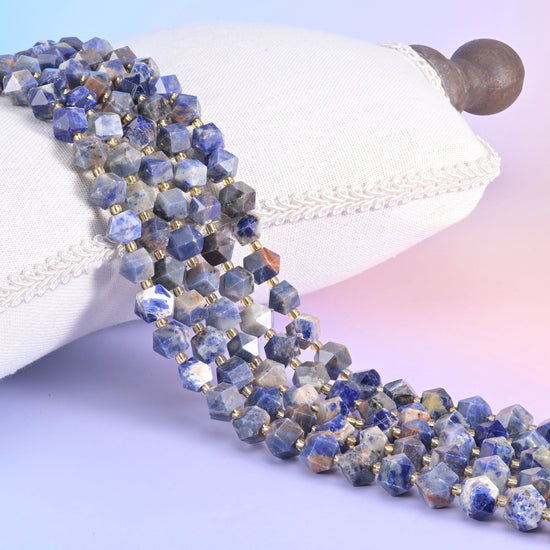 Diamond Rhombus Gemstone Beads, stone choices include Sodalite and Unakite.