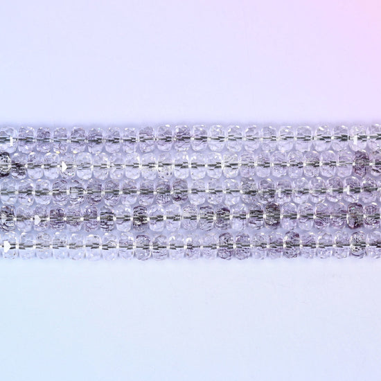 Transparent Light Purple Faceted Rondelle Glass Beads: Size 5x8mm, Jewelry Making Supply