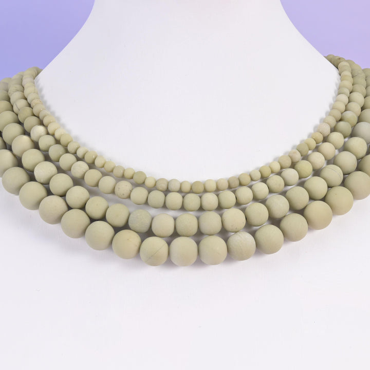 Green Alashan Agate Matte Round Beads 4mm 6mm 8mm 10mm Jewelry Making 15 Inch Strand