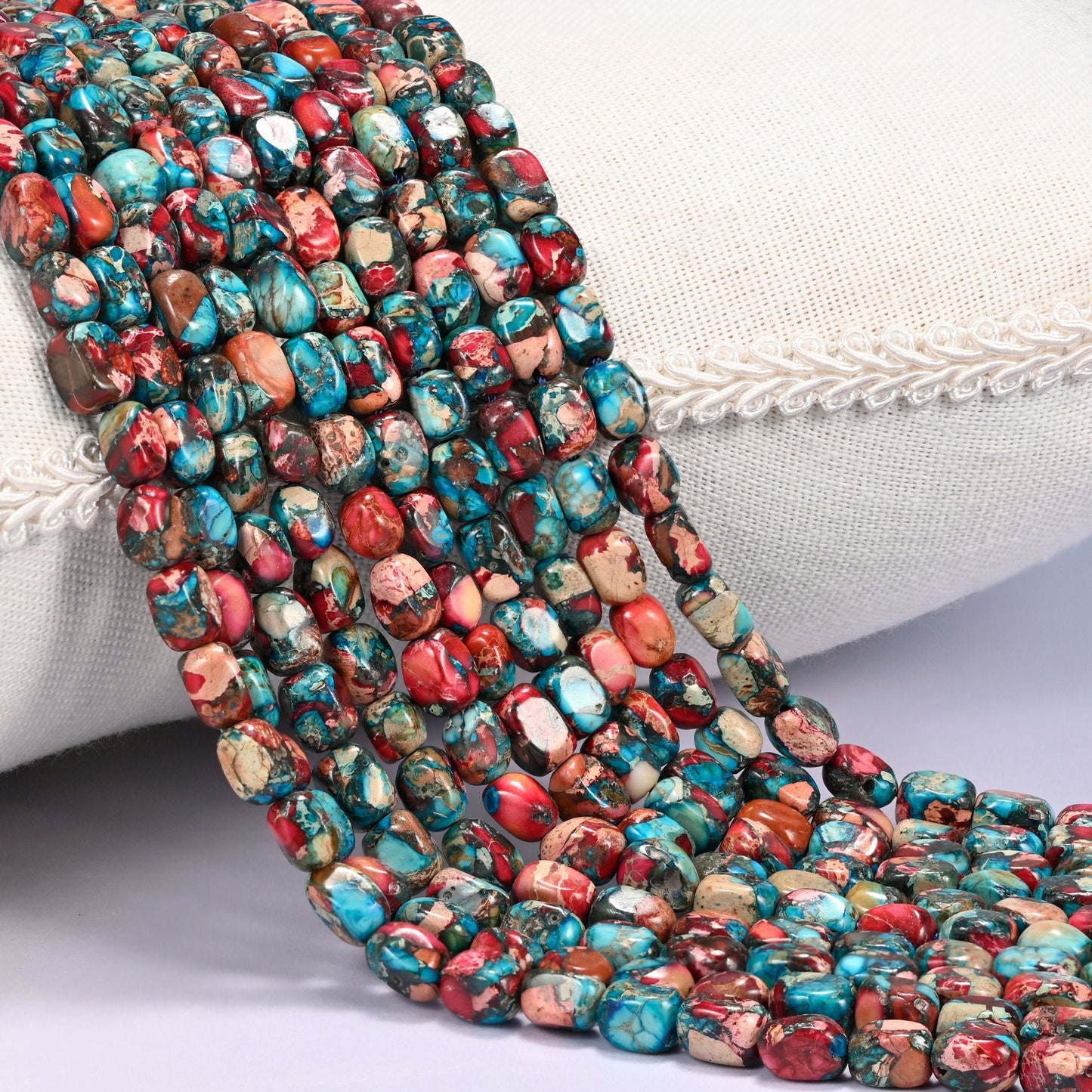 Red Dyed Sea Sediment Jasper Nugget Beads