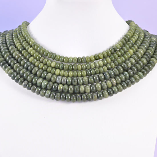 South Green Jade beads, smooth rondelle, 4x6mm, 5x8mm