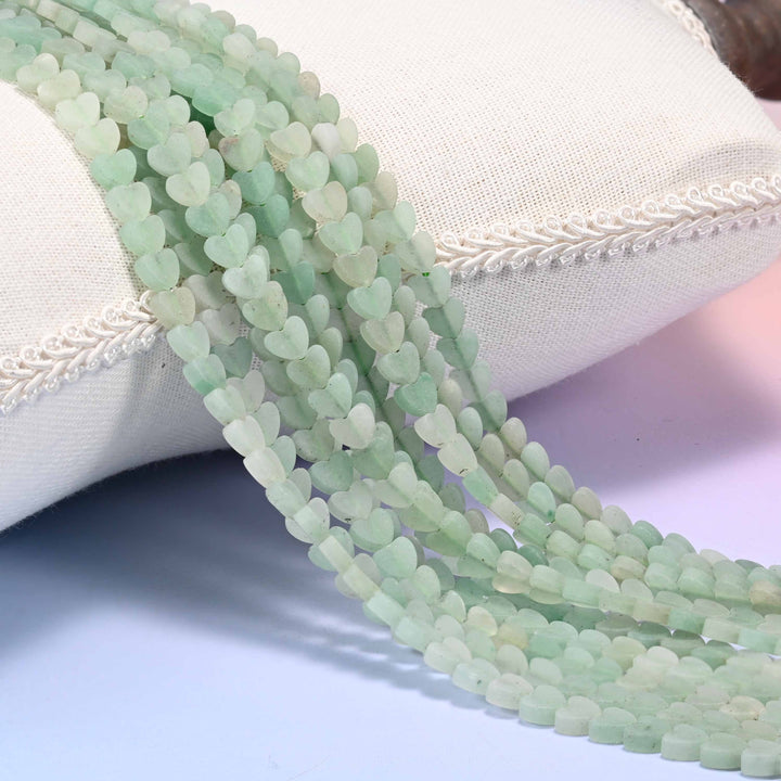 Matte Green Aventurine Flat Heart Beads