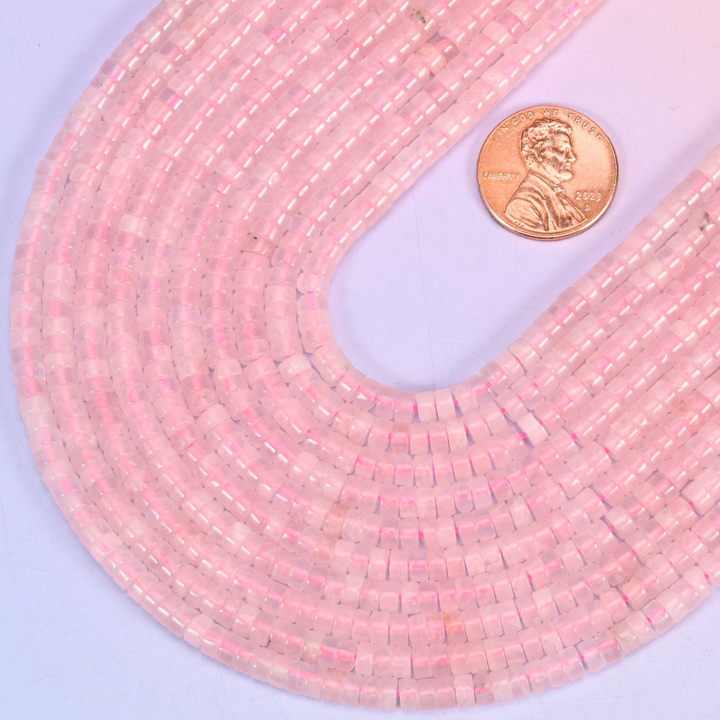 Heishi disc cut Rose Quartz beads