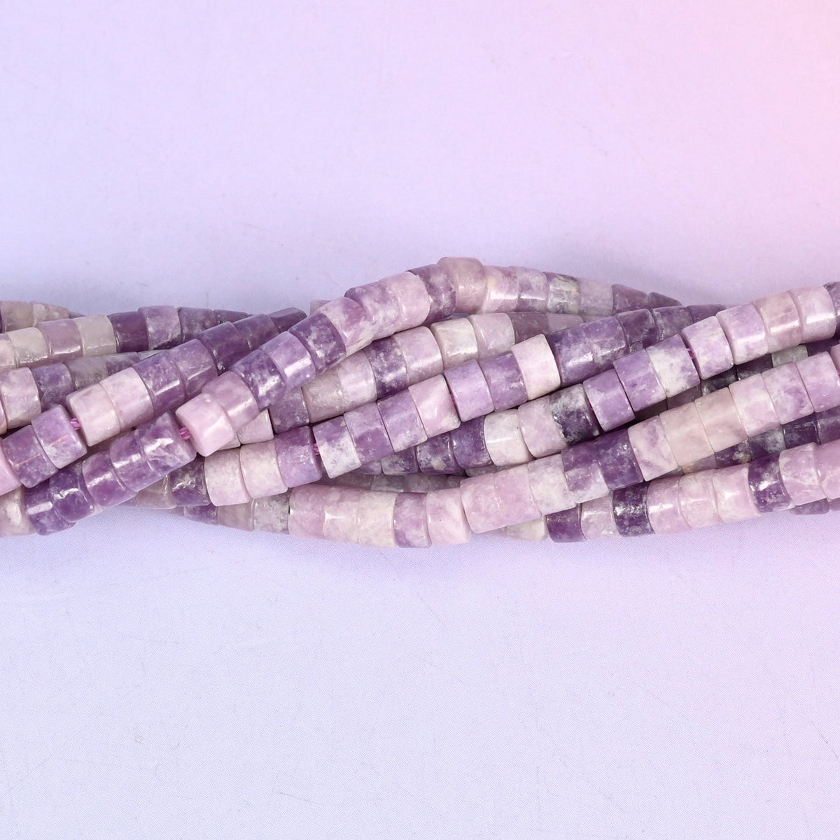 Lepidolite Smooth Heishi Disc Beads, approximately 180 beads