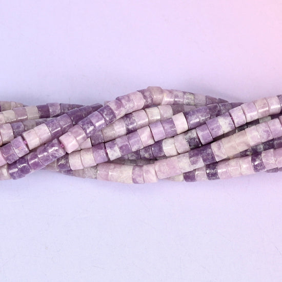 Lepidolite Smooth Heishi Disc Beads, approximately 180 beads