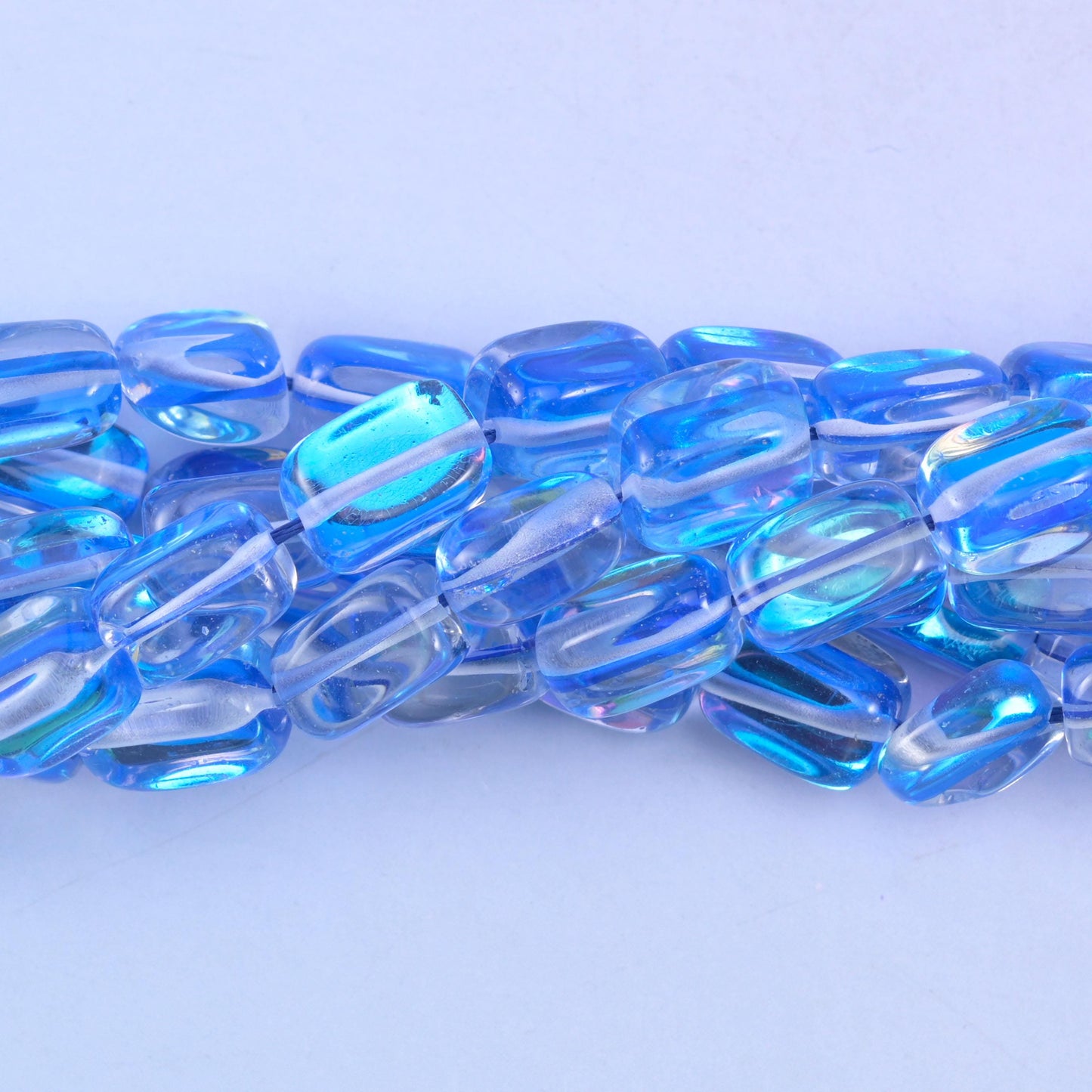 Smooth rectangle tube cut glass beads