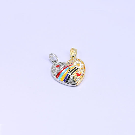 Magnetic Enamel Friendship Heart Zircon Pendants, sold per piece