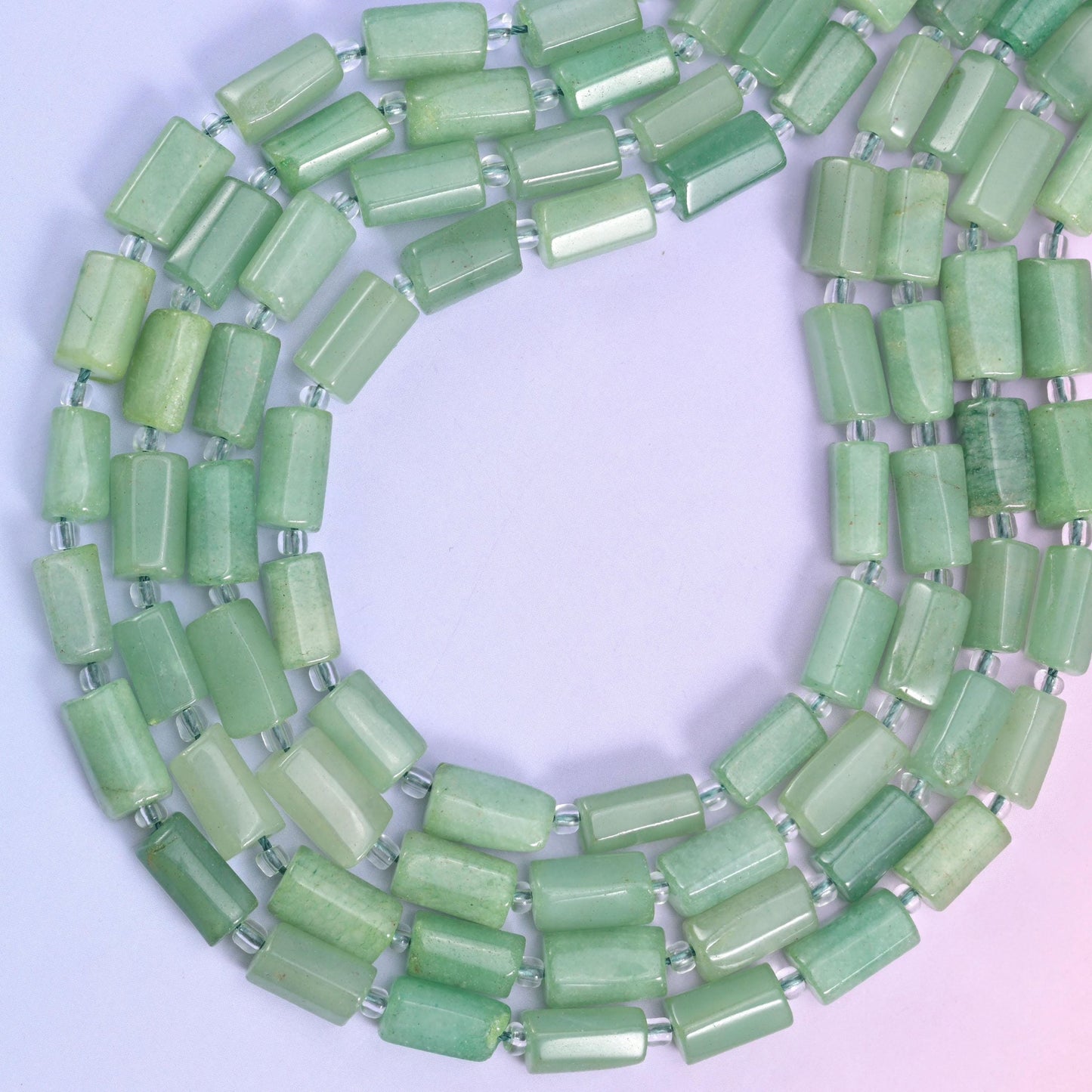 Green Aventurine Faceted Tube Beads, approximately 29 beads per strand