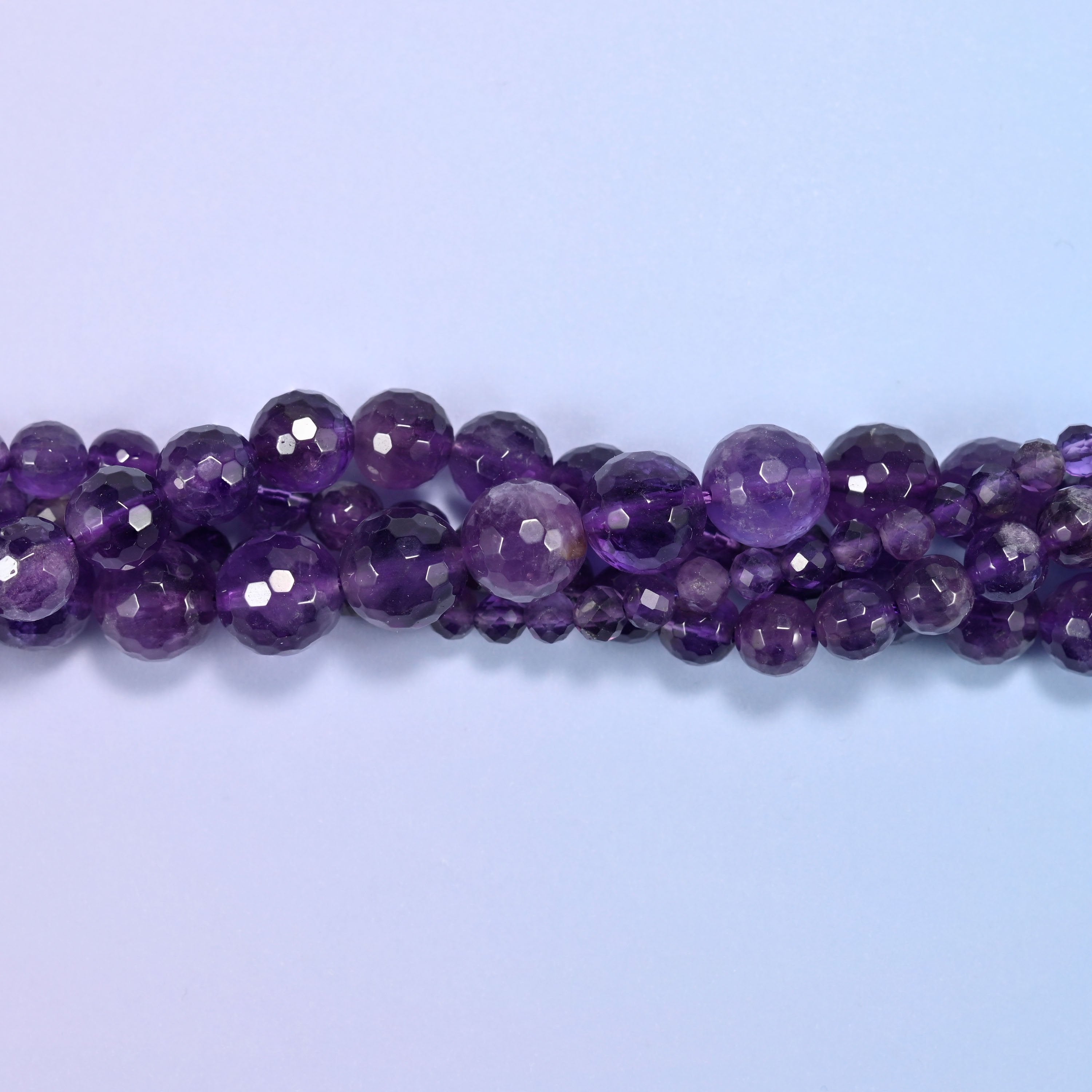 Amethyst Faceted Round Beads: Jewelry Making, 15 Inch Strand