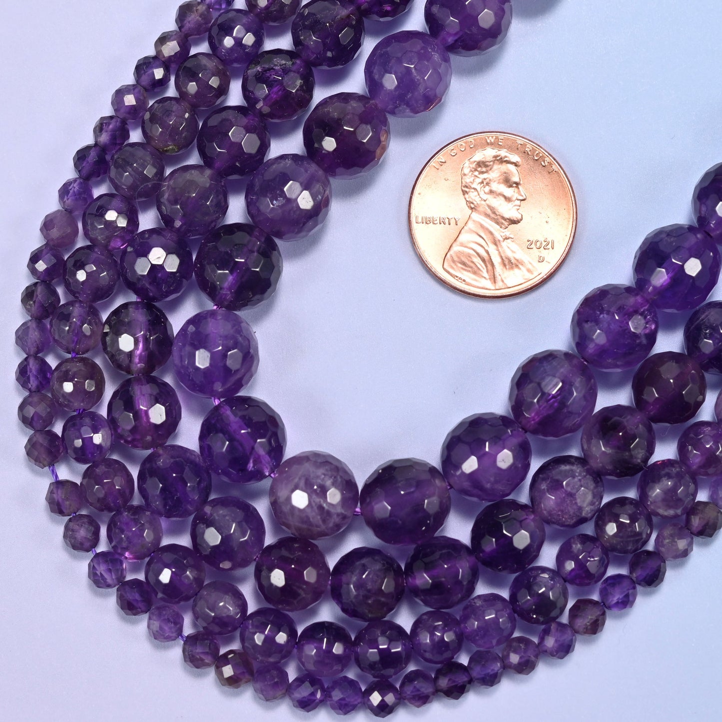 Amethyst Faceted Round Beads: Jewelry Making, 15 Inch Strand