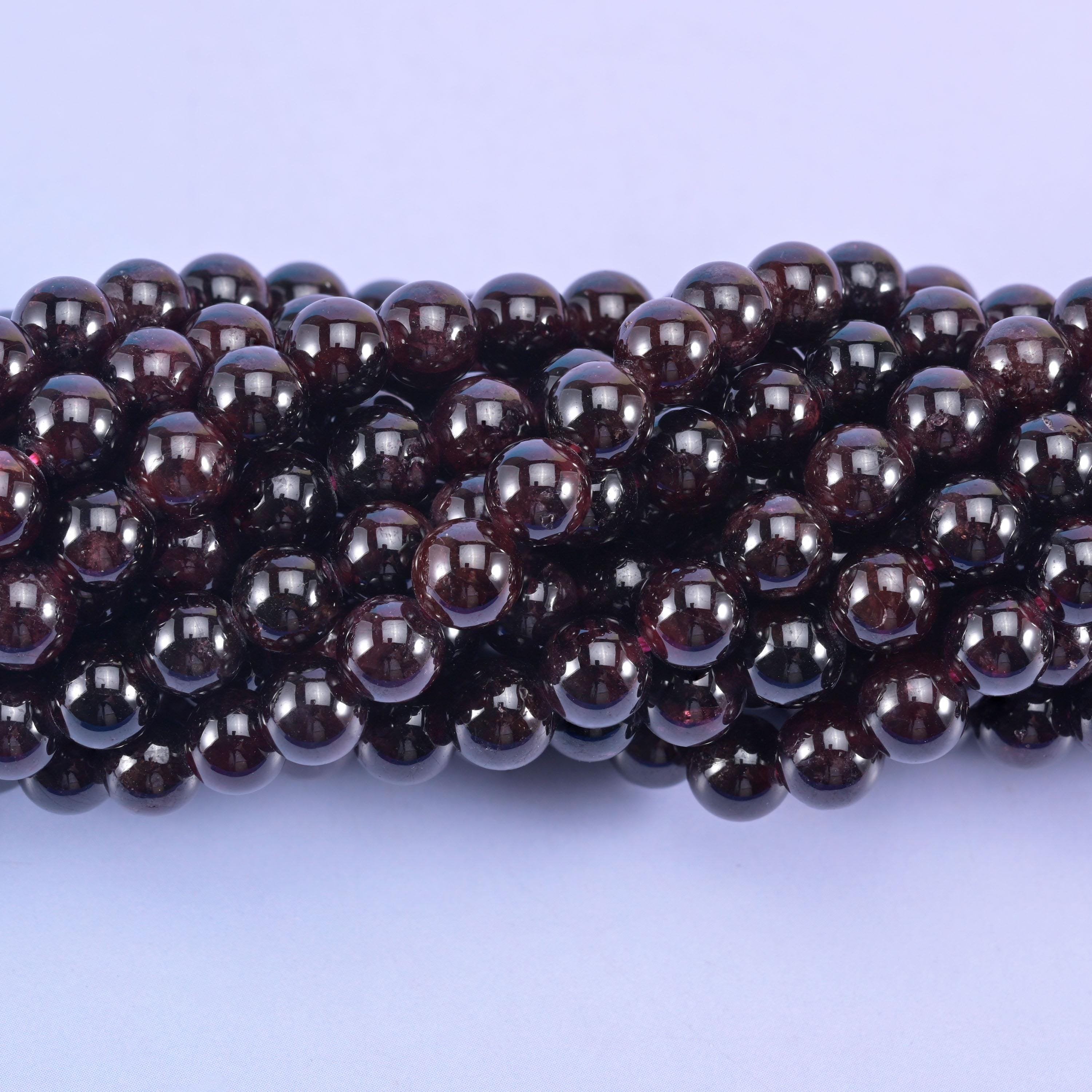 Smooth round cut Red Garnet beads
