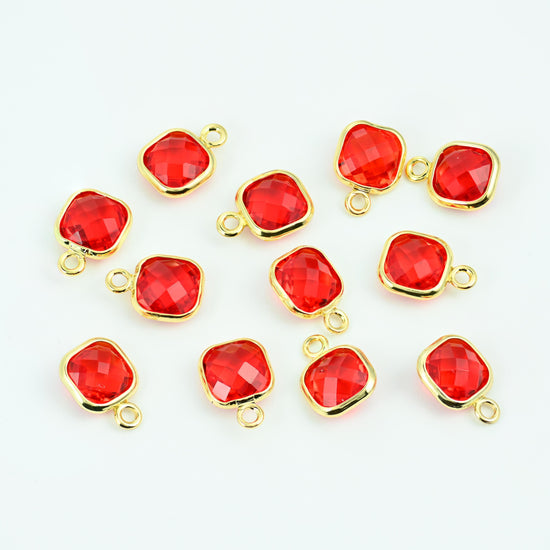18K Gold Filled Faceted Square Zircon Charm 9x7mm