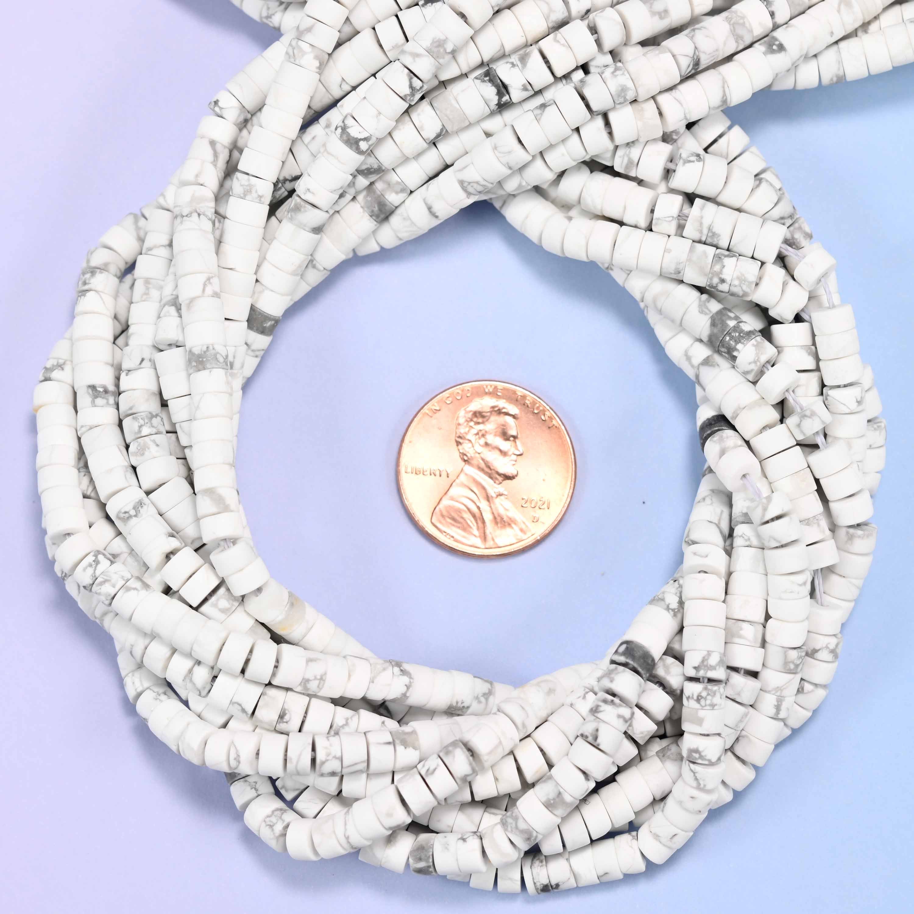 Matte White Howlite Heishi Disc Beads: Jewelry Making Supply, 15 Inch Strand