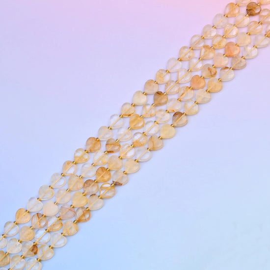 Natural Golden Healer faceted heart beads, 15.5 inch strand