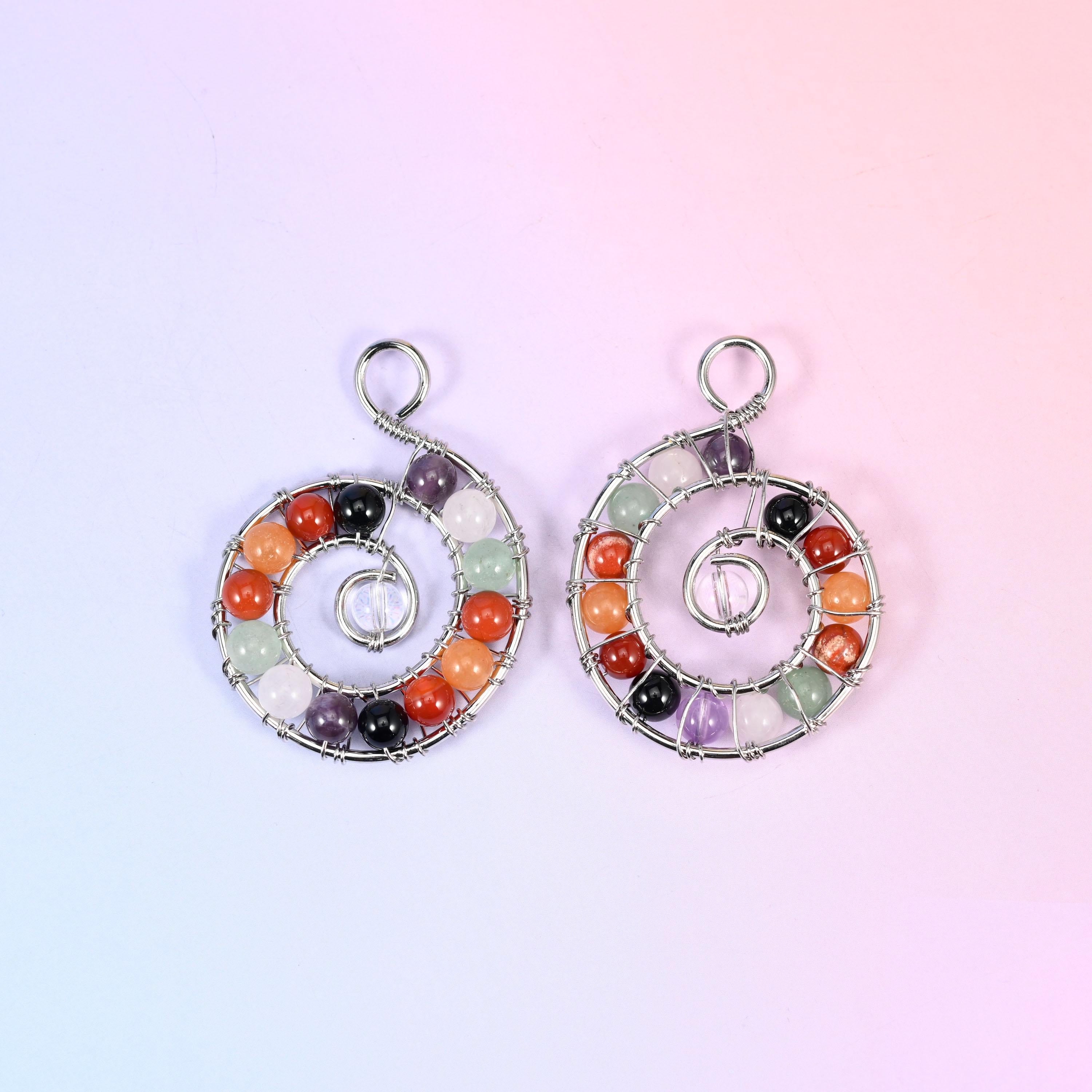 Chakra Gemstone Wired Spiral Pendant, approximately 6.96mm thick
