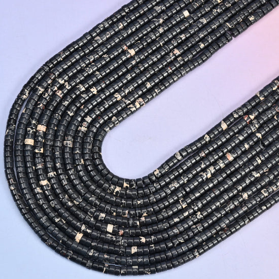 Black Sea Sediment Jasper Smooth Heishi Disc Beads: Jewelry Making Supply, 15.5 Inch Strand