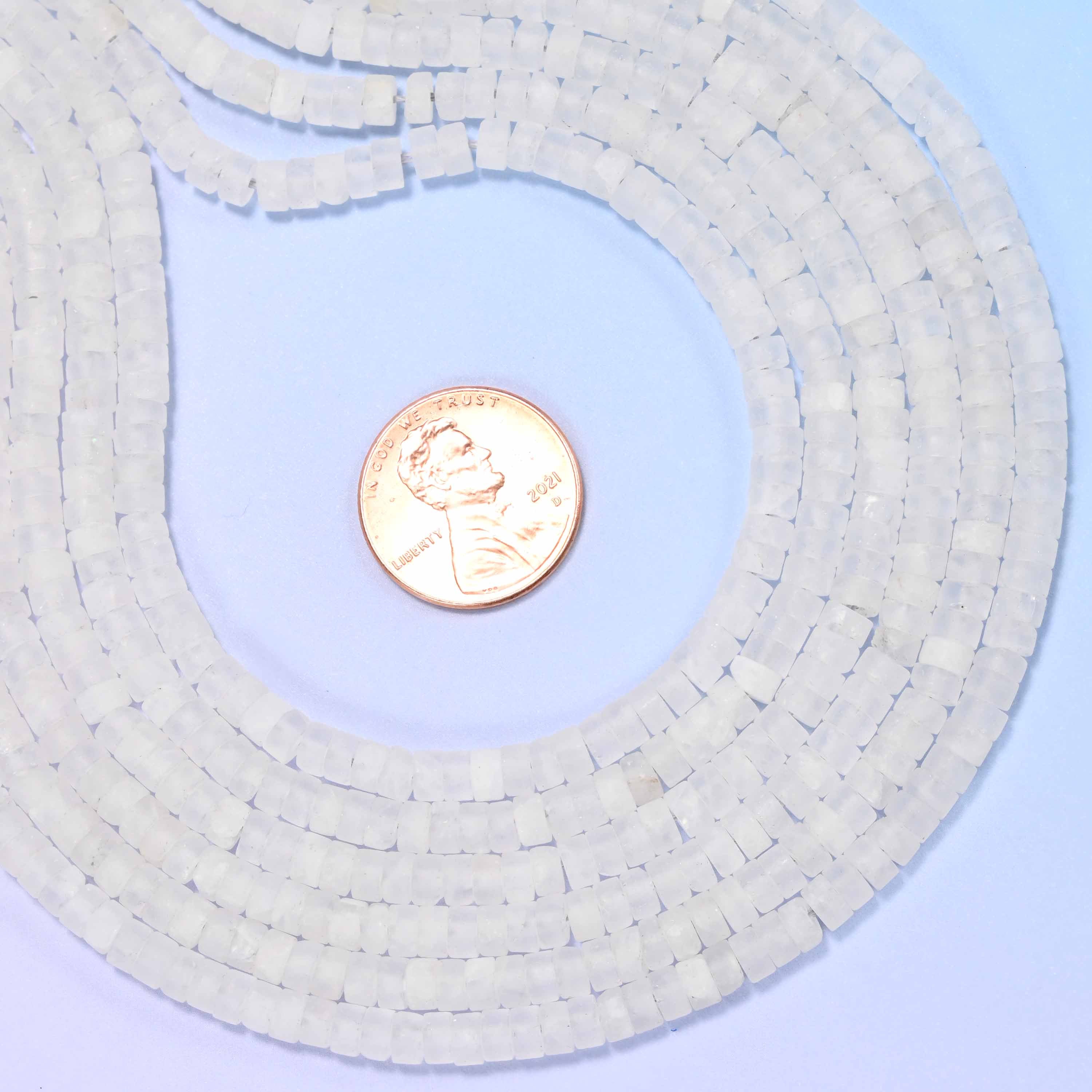 Matte Clear Quartz Heishi Disc Beads: Jewelry Making Supply, 15 Inch Strand