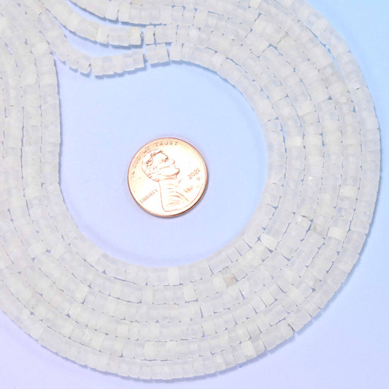Matte Clear Quartz Heishi Disc Beads: Jewelry Making Supply, 15 Inch Strand