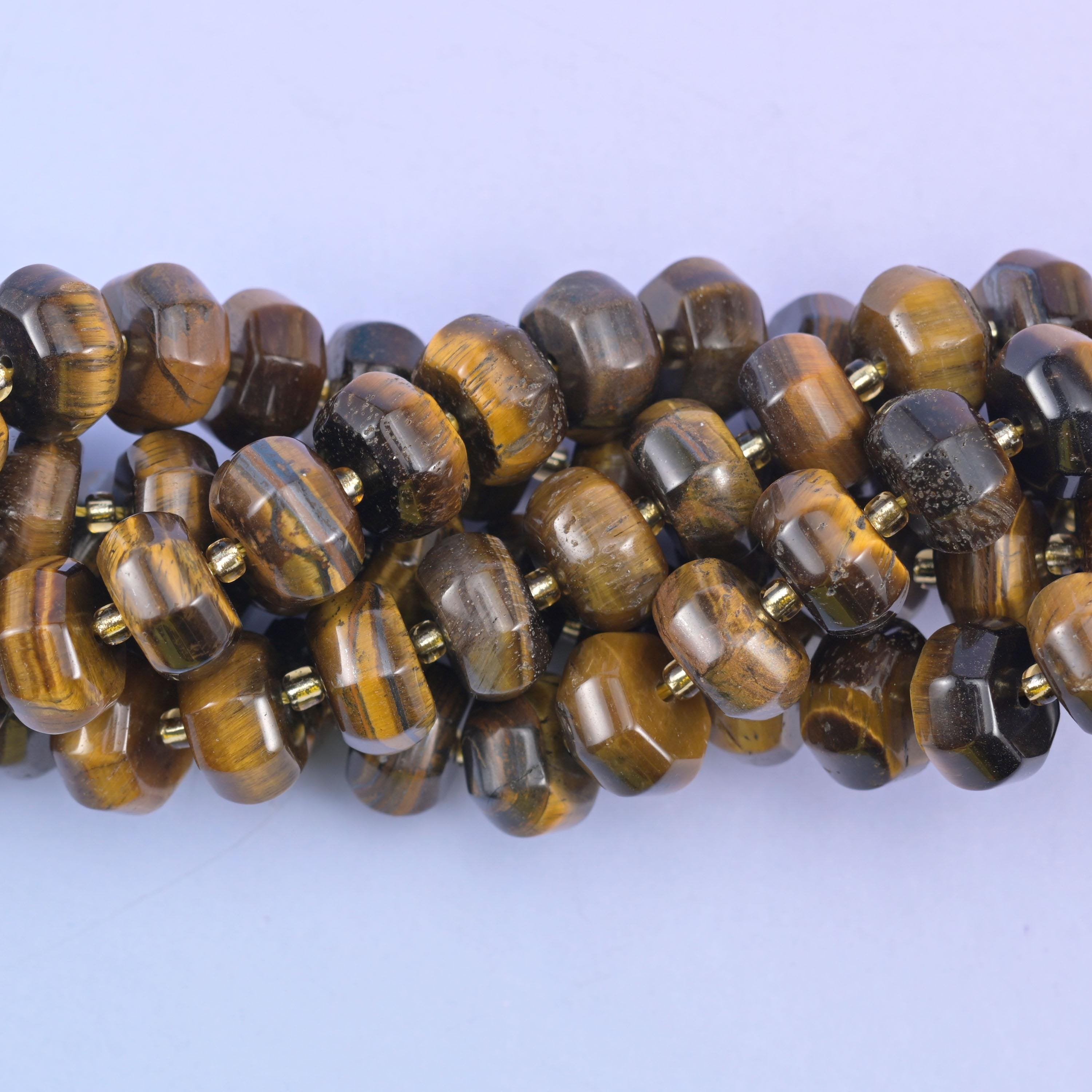 Smooth pumpkin cut tiger eye beads