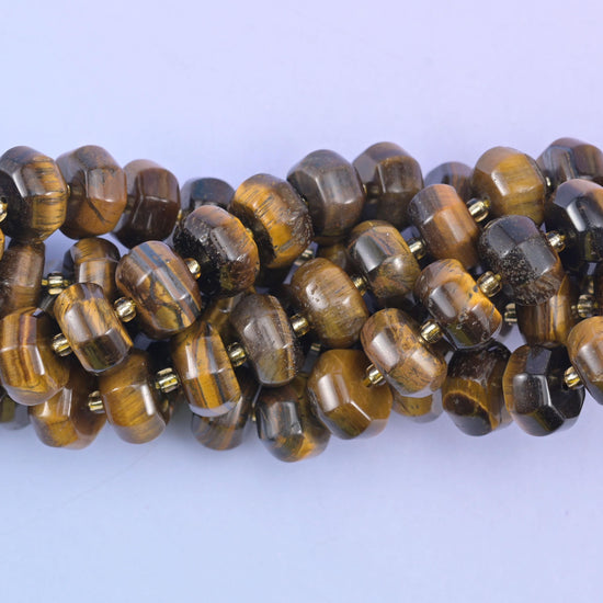 Smooth pumpkin cut tiger eye beads