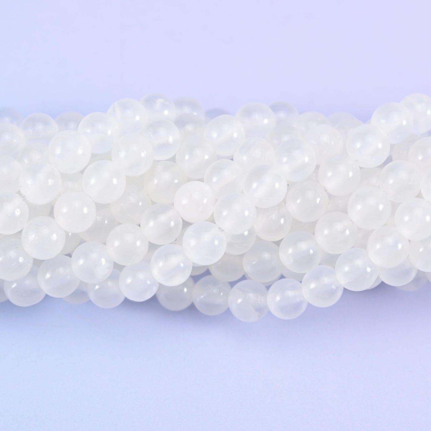 Smooth round cut White Calcite beads