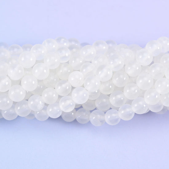 Smooth round cut White Calcite beads