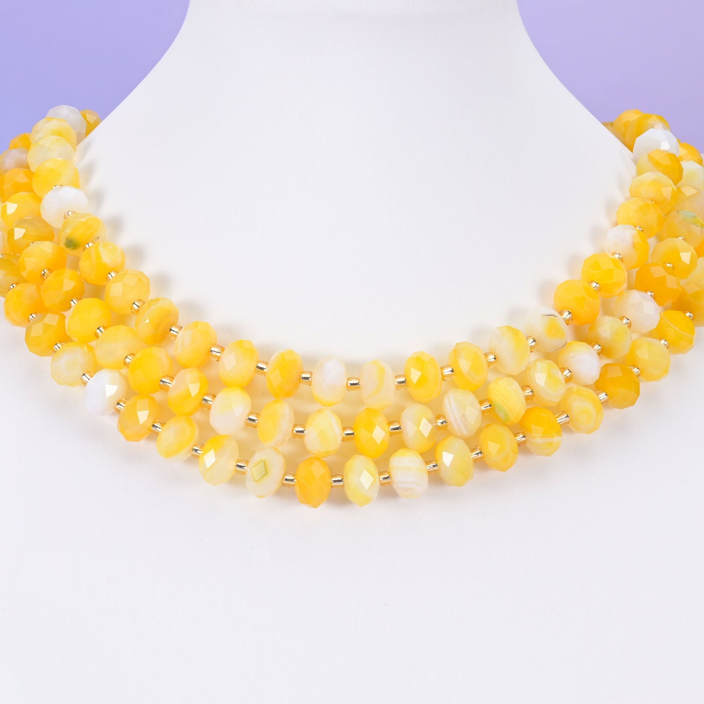 Dyed Yellow Strip Agate Faceted Rondelle Beads, 6x10mm