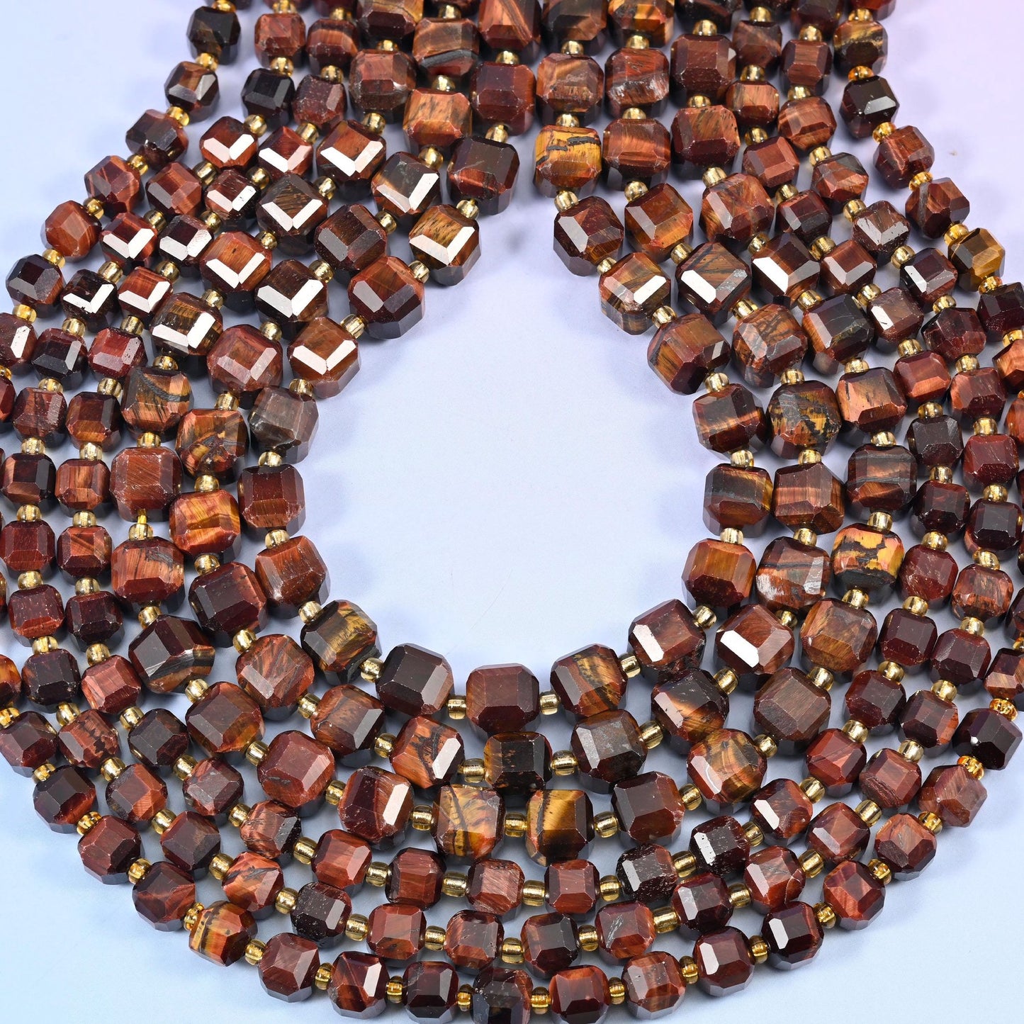 Red Tiger Eye Faceted Cube Beads, approximately 1.2mm hole