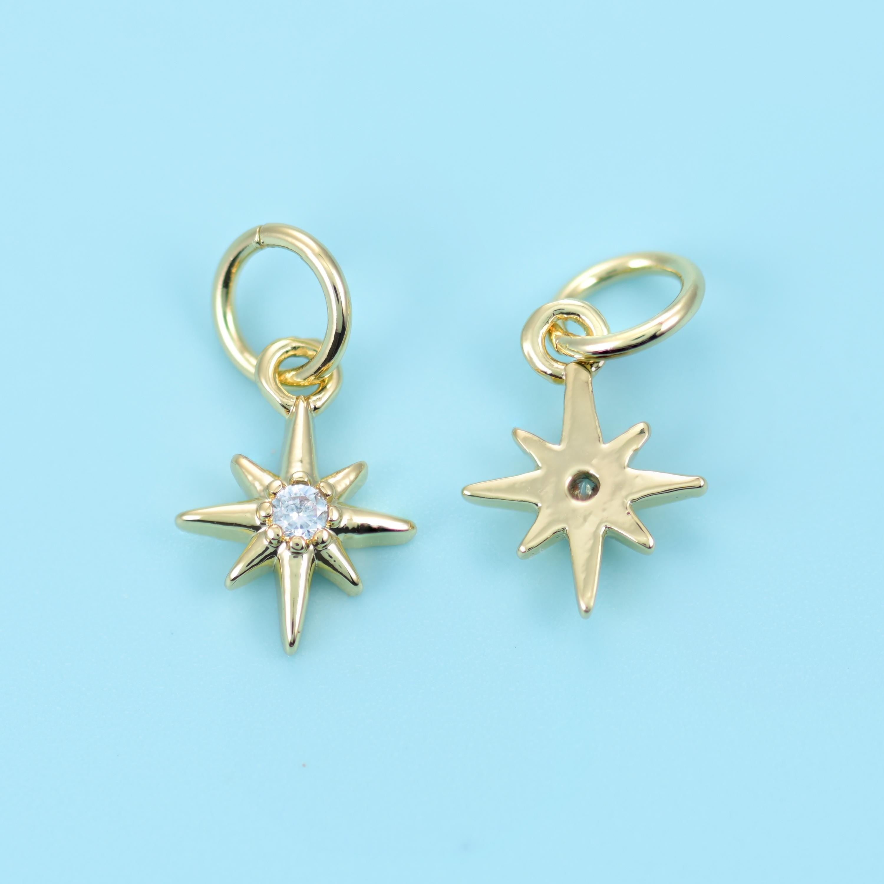 18K Gold Filled North Star Zircon Charm 10x7.24mm